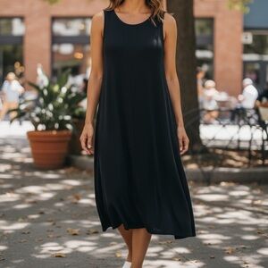 LOFT Black Sleeveless Midi Dress Size L Casual Dark Romance Whimsigoth Western